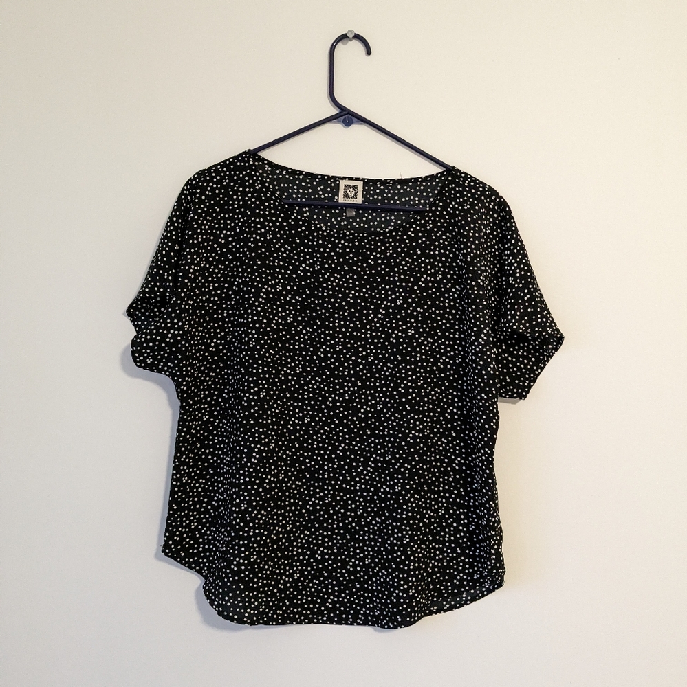 Anne Klein black and white shirt sleeved blouse